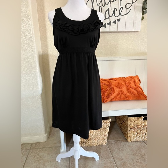 Ann Taylor Loft Black Dress with Ruffles - Picture 2 of 6